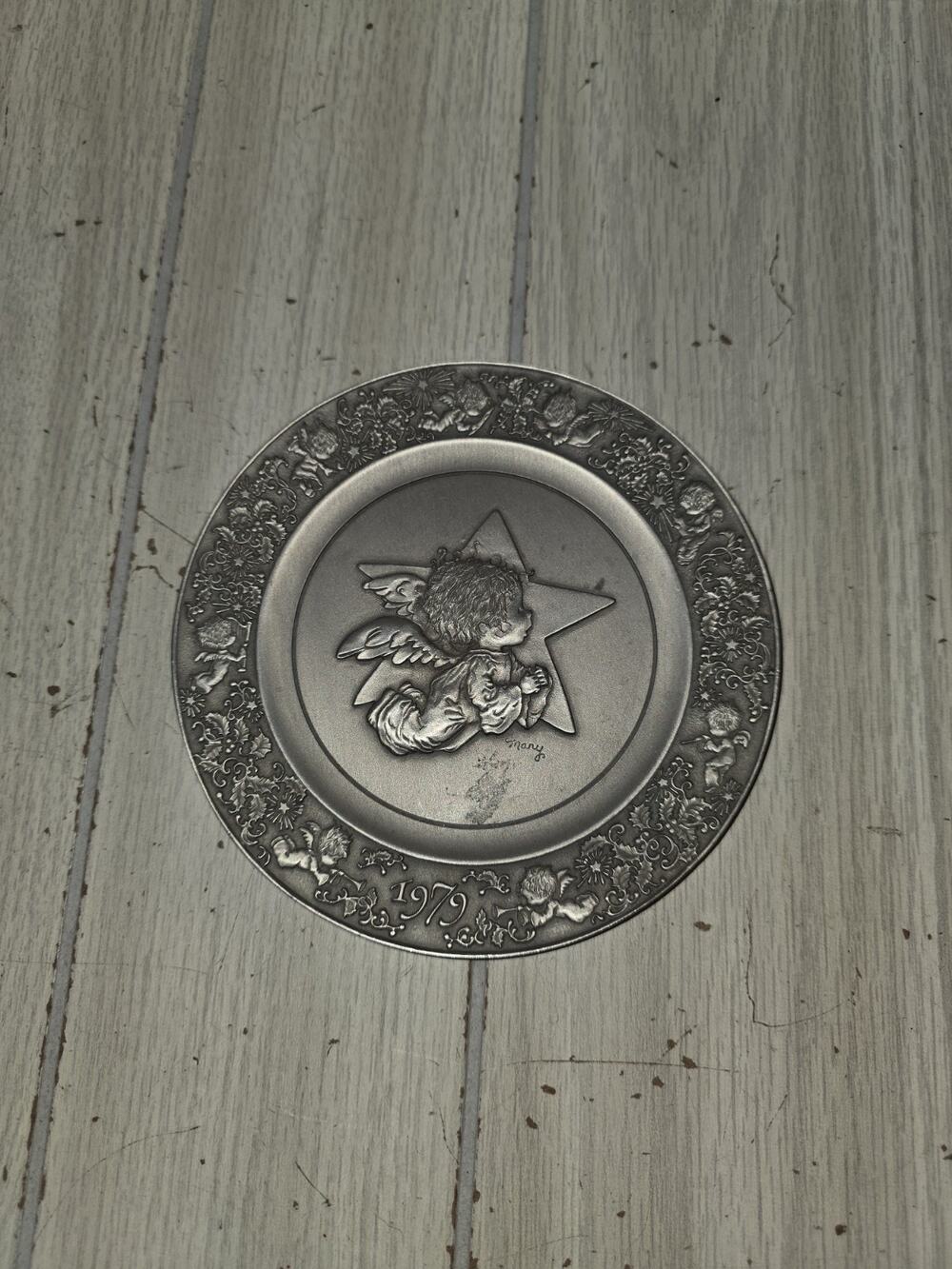 Vtg 1979 Little Gallery Pewter Plate The Little Angel Limited Edition Religious